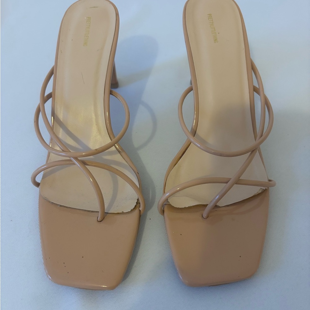 PrettyLittleThing Nude Strappy Heels